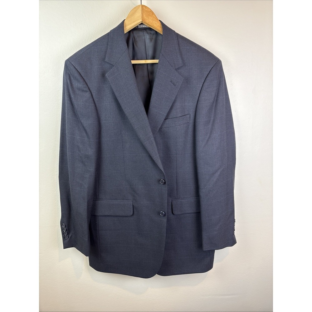 Botany 500 Wool Blazer Size 38R Blue Windowpane Glen Plaid